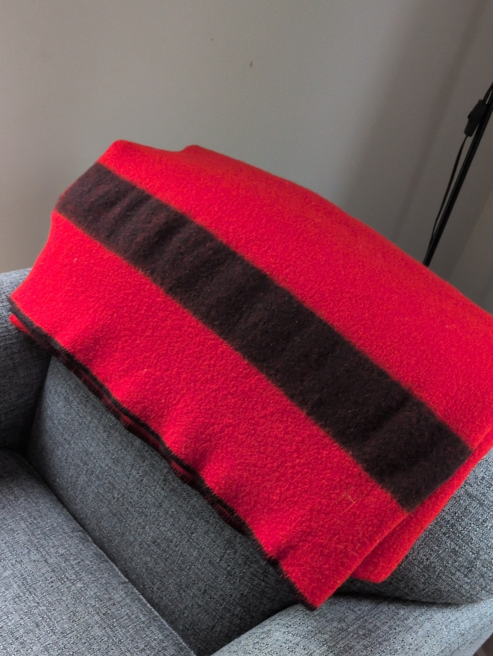 Vintage Ayers Red And Black Wool blanket rare